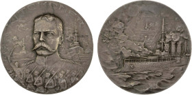 GREAT BRITAIN: AR medal (50.26g), ND (1918), Eimer-1953, BHM-4119, 50mm silver medal on the Death of Lord Kitchener by H. Huguenin, uniformed bust thr...