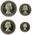 GREAT BRITAIN: Elizabeth II, 1952-2022, AR maundy set, 1957, Spink-4131, 4-piece set (no box), brilliant luster, mintage of only 1,094 sets, ProofLike...