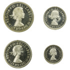 GREAT BRITAIN: Elizabeth II, 1952-2022, AR maundy set, 1957, Spink-4131, 4-piece set (no box), brilliant luster, mintage of only 1,094 sets, ProofLike...