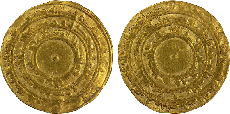 FATIMID: al-Mu'izz, 953-975, AV dinar (4.12g), al-Mansuriya, AH345, A-697, Nicol...