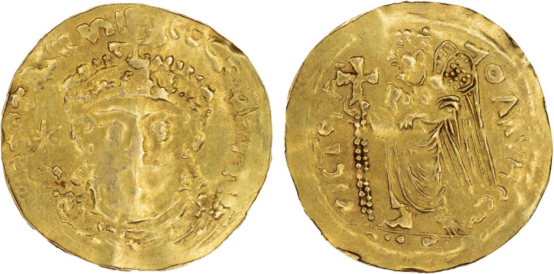 UMAYYAD/ABBASID: AV burial piece (0.72g), imitating the Constantinople solidus o...