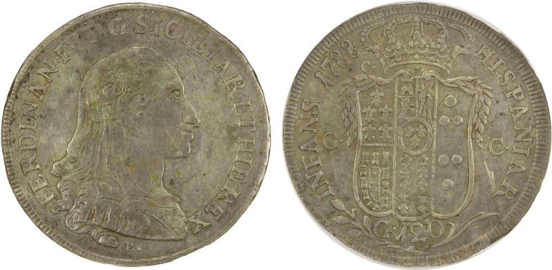 NAPLES & SICILY: Ferdinando IV di Borbone, 1759-1816, AR piastra of 120 grana, K...