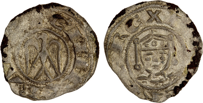 SICILY: Henry VI, with Frederick, 1194-1197, BI denaro (0.75g), Spahr-32, MEC-14...