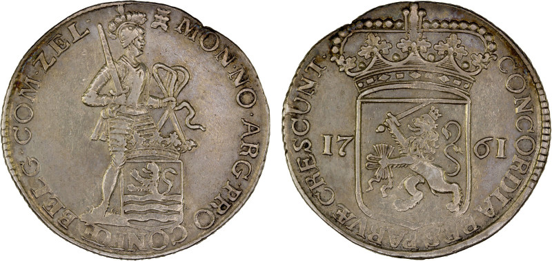 NETHERLANDS: ZEELAND: United Netherlands, AR silver ducat, 1761, KM-52.4, small ...