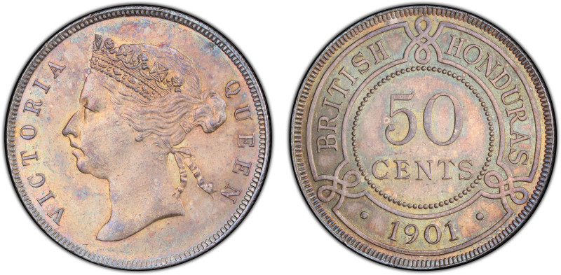 BRITISH HONDURAS: Victoria, 1837-1901, AR 50 cents, 1901, KM-10, Prid-7, key dat...