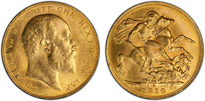 CANADA: Edward VII, 1901-1910, AV sovereign, 1910-C, Spink-3970, lustrous, PCGS ...