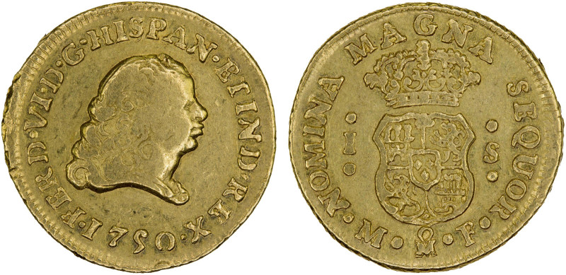 MEXICO: Fernando VI, 1746-1759, AV escudo, 1750-Mo, KM-115.1, assayer M, mintmar...