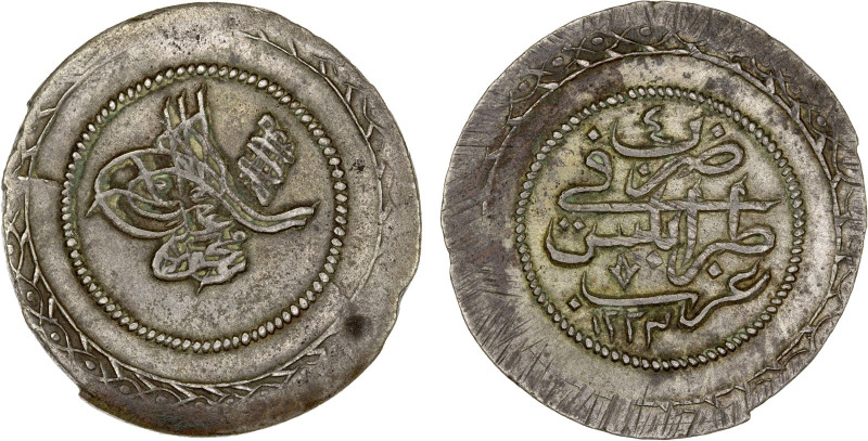 TRIPOLI: Mahmud II, 1808-1839, BI 100 para (24.78g), Tarabulus Gharb, AH1223 yea...