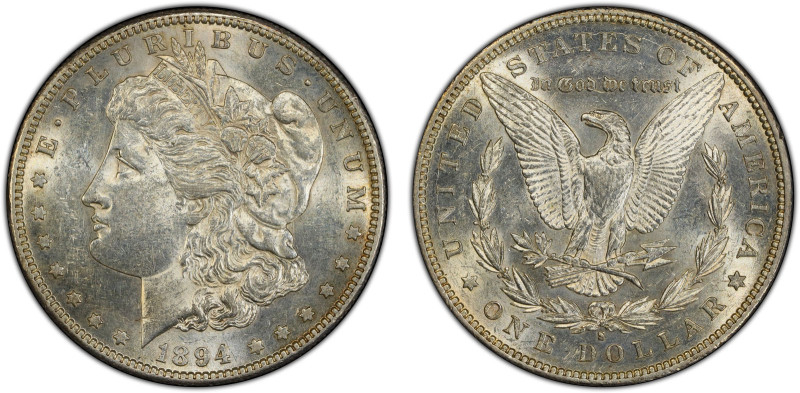 UNITED STATES: AR dollar, 1894-S, KM-110, Morgan type, an attractive lustrous ex...