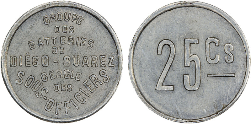 MADAGASCAR: French Colony, 25 centimes token (0.64g), ND (1942), cf. Gadoury-1.1...