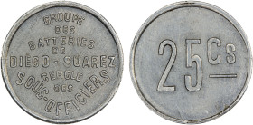 MADAGASCAR: French Colony, 25 centimes token (0.64g), ND (1942), cf. Gadoury-1.1 (1990), 20mm aluminum French Military jeton, GROUPE / DES / BATTERIES...