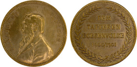 SOUTH AFRICA: token (2.75g), 1900-1901, CMZAR-111, 22mm gilt brass medalet tribute medal for President Kruger by Lauer, bust left with PRÄSIDENT - KRÜ...