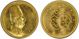 EGYPT: Fuad I, King, 1922-1936, AV 100 piastres, 1922/AH1340, KM-341, a lustrous nearly mint state example! PCGS graded AU58, ex Professor Richard Hai...