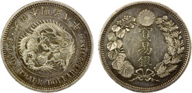 JAPAN: Meiji, 1868-1912, AR trade dollar, year 8 (1875), Y-14, cleaned, starting to retone, no chopmarks, XF, R, ex Almer H. Orr III Collection.

Esti...