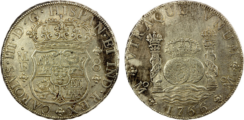 MEXICO: Carlos III, 1759-1788, AR 8 reales, 1766-Mo, KM-105, "Pillar" or "Column...