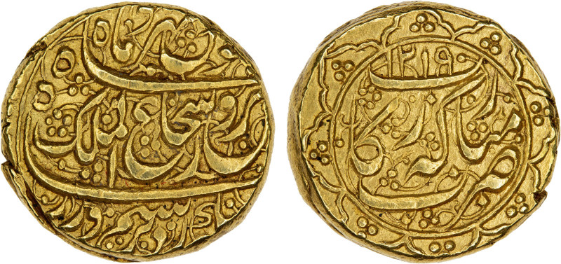 DURRANI: Shah Shuja', 2nd reign, 1803-1809, AV mohur (11.03g), Rikab, AH1219, A-...