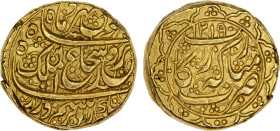 DURRANI: Shah Shuja', 2nd reign, 1803-1809, AV mohur (11.03g), Rikab, AH1219, A-3120, KM-742, Whitehead-979 (same dies), with his normal couplet on th...