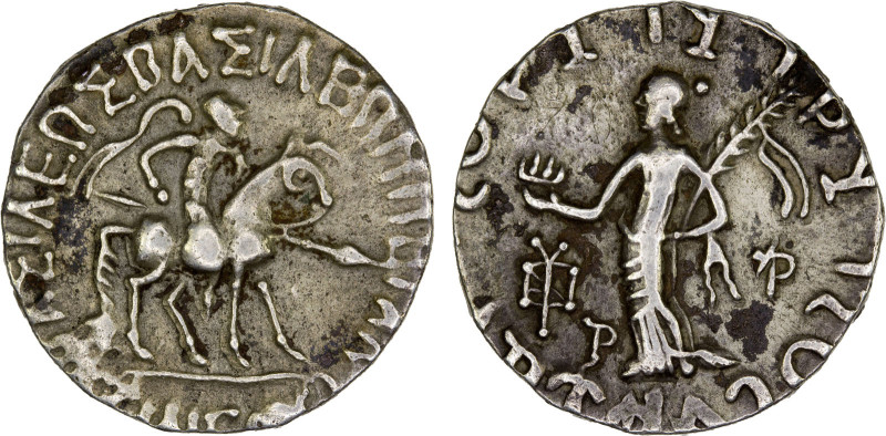 INDO-SCYTHIAN: Azilises, ca. 57-35 BC, AR tetradrachm (9.27g), Mitch-2270/77, ki...