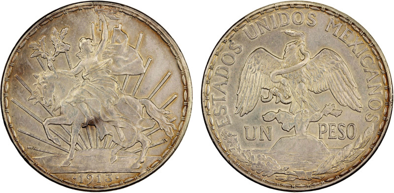 MEXICO: Estados Unidos, AR peso, 1913, KM-453, Caballito type, very light hairli...