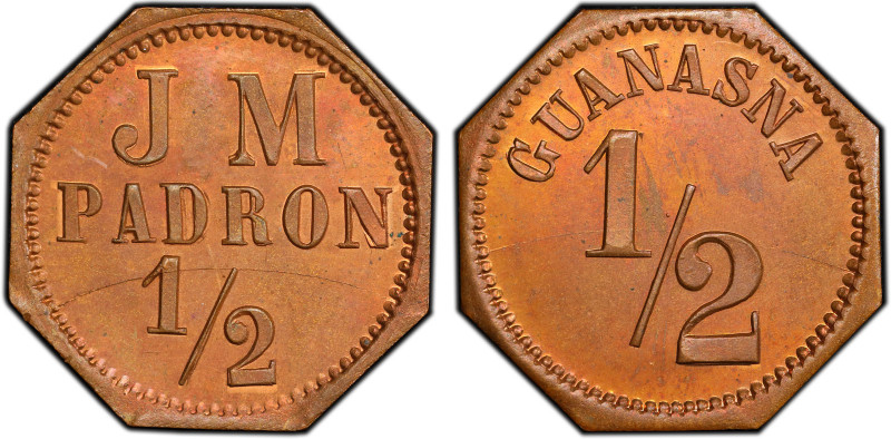 VENEZUELA: AE 1/2 real token, ND, Rulau-DF7, Caracas district hacienda, J M / PA...