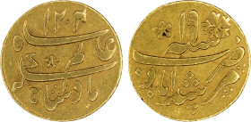 BENGAL PRESIDENCY: AV 1/4 mohur, "Murshidabad", AH1204 year 19 (frozen), KM-100, Stv-4.7. Prid-64, East India Company issue, struck at Calcutta 1793-1...