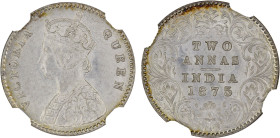 BRITISH INDIA: Victoria, Queen, 1837-1876, AR 2 annas, 1875(c), KM-469, NGC graded MS64.

Estimate: USD 200 - 300