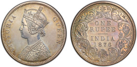 BRITISH INDIA: Victoria, Queen, 1837-1876, AR rupee, 1876-C, KM-473.2, S&W-5.19, Bombay Mint proof restrike, type A/I, PCGS graded Proof 62.

Estimate...