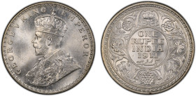 BRITISH INDIA: George V, 1910-1936, AR rupee, 1911(c), KM-523, S&W-8.11, with the so-called "pig"-style elephant, a superb mint state example! PCGS gr...