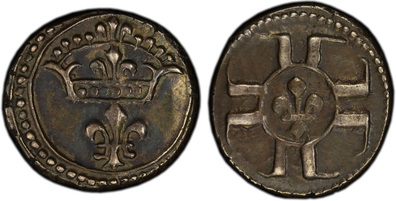 FRENCH INDIA: Louis XV, 1715-1774, AR fanon (1.71g), Pondichery, ND (1720), KM-A...