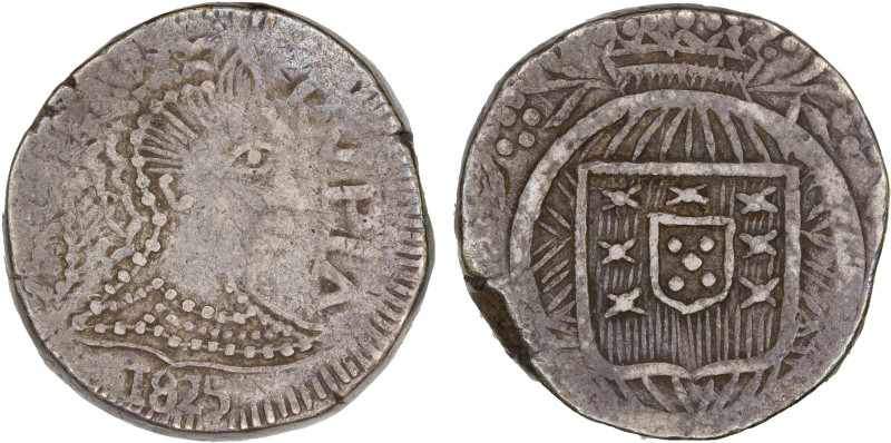 PORTUGUESE INDIA: GOA: João VI, 1816-1826, AR rupia (10.91g), 1825, KM-239, Gome...