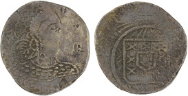 PORTUGUESE INDIA: GOA: Pedro IV, 1826-1828, AR rupia (10.92g), 1827, KM-248, some weakness of strike, a very rarely encountered date, nice deep toning...