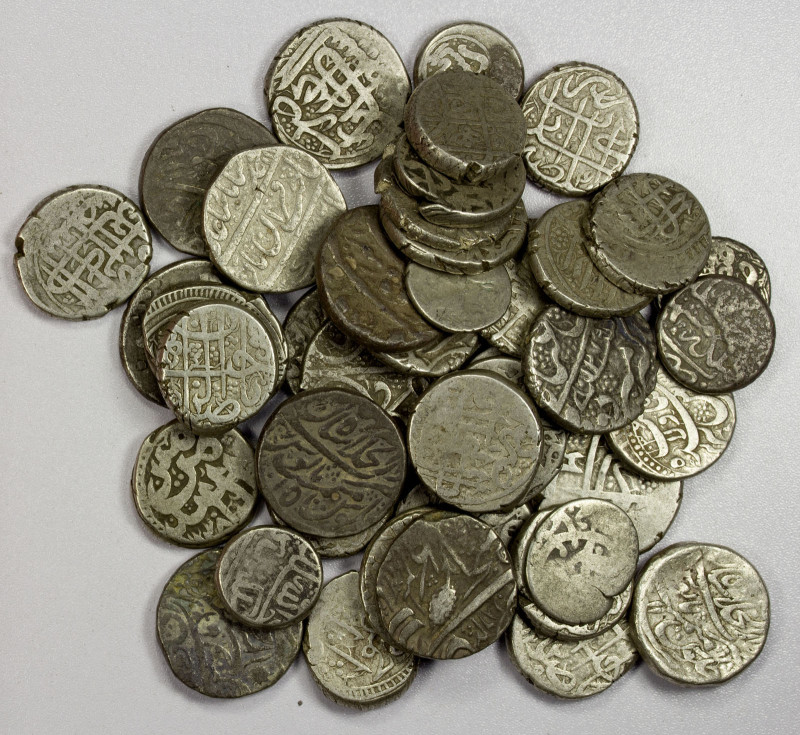 BARAKZAY. etc.: LOT of 44 silver coins, mostly rupees, Durrani: Taimur (1 pc); B...