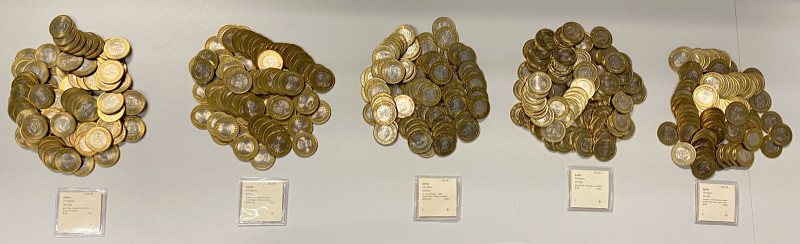 INDIA: LOT of 434 coins, UNC quality group of five modern Republic of India 10 r...