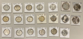 AUSTRALIA, ETC.: LOT of 20 coins, including Australia: florins (15 pcs), crown (1), 50 cents (1), and 10 dollars (1); Curacao: 2½ gulden (1); and Neth...