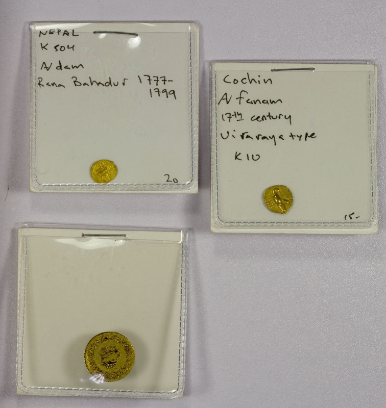 WORLDWIDE: LOT of 3 gold coins, including 1) Ottoman Egypt, AV 10 qirsh, AH1223 ...