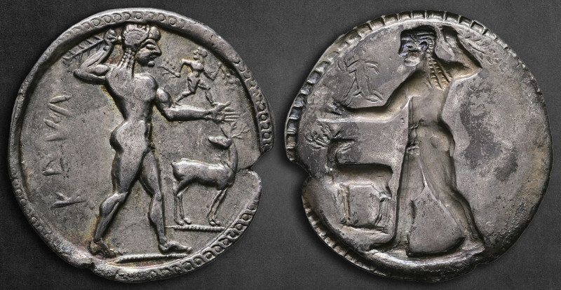 Bruttium. Kaulonia circa 525-500 BC.
Stater AR

30 mm, 7,83 g

Bruttium, Ka...