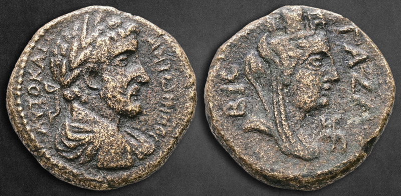 Judaea. Gaza. Antoninus Pius AD 138-161. Dated CY 217=AD 156/7
Bronze Æ

29 m...