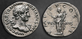 Hadrian AD 117-138. Struck AD 118. Rome. Denarius AR