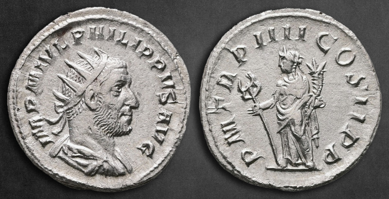 Philip I Arab AD 244-249. Rome
Antoninianus AR

22 mm, 2,33 g

IMP M IVL PH...