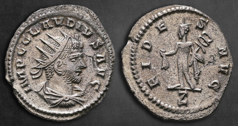 Claudius II (Gothicus) AD 268-270. Antioch
Antoninianus Æ silvered

22 mm, 2,...