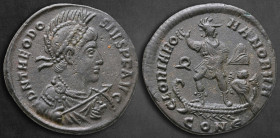 Theodosius I AD 379-395. Constantinople. Follis Æ