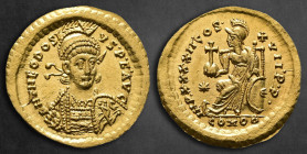 Theodosius II AD 402-450. AD 441-450.. Constantinople. Solidus AV