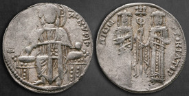 Andronicus II with Michael IX AD 1295-1320. Constantinople. Basilikon AR
