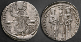 Andronicus II with Michael IX AD 1295-1320. Constantinople. Basilikon AR