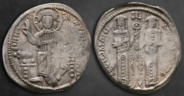 Andronicus II with Michael IX AD 1295-1320. Constantinople. Basilikon AR