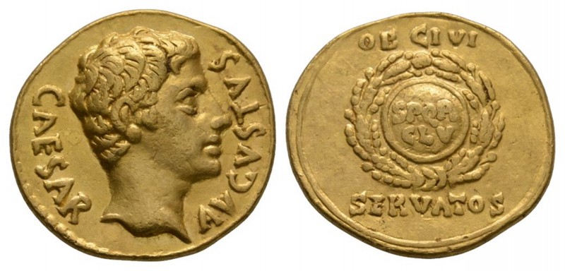 Ancient Roman Provincial Coins - Augustus - Spain - Inscribed Shield Gold Aureus...