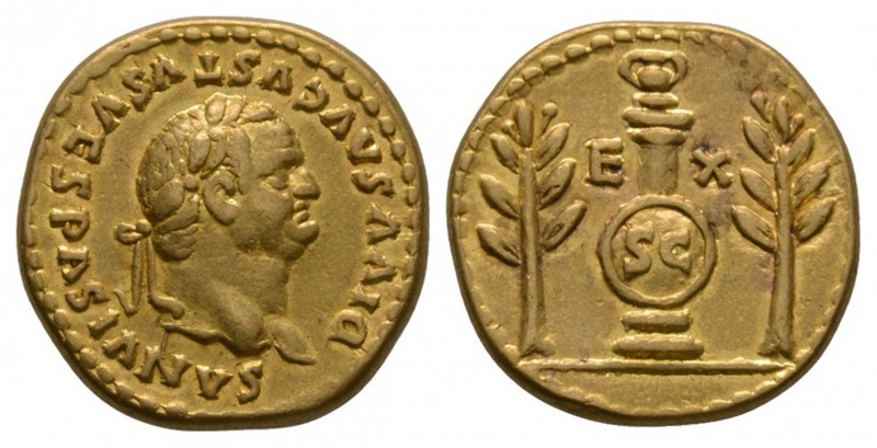 Ancient Roman Imperial Coins - Vespasian (under Titus) - Shield on Column Gold A...