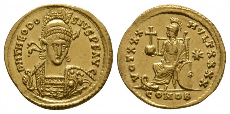 Ancient Roman Imperial Coins - Theodosius II - Constantinople Gold Solidus
430-...
