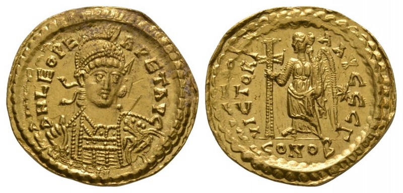 Ancient Roman Imperial Coins - Leo I - Victory Gold Solidus
457-468 AD. Constan...