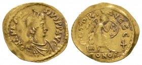 Ancient Roman Imperial Coins - Anastasius I - Gold Victory Semissis
491-518 AD. Constantinople mint. Obv: D N ANASTASIVS PP AVG legend with diademed,...